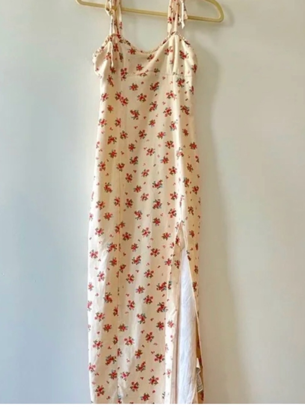 Zara Cream Dress with Floral Print / Linen Dress